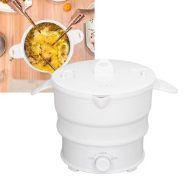 Travel Foldable Electric Pot, 1.2L Folding Electric Cooker Stainless Steel Base Wide Application with Steam Rack for Household (US Plug 110V)