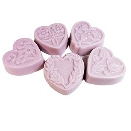5 pc Guest Sized Set - Fancy Gift Box - Black Rose Scented Goat Milk & Shea Soap Heart Shapes