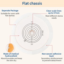 DERAYMI 10pcs Ostomy Barrier Chassis for Two-Piece Ostomy Bag, 15-57 mm Can Be Cut Hydrocolloid Skin Barrier Colostomy Bag Stoma Accessories