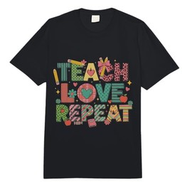 Teach Love Repeat Cute Teacher Squad Back to School Rainbow Comfort Colors Adult Heavyweight T-Shirt