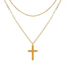 MILAKOO Layered Necklace for Women Gold Plated Dainty Beaded Chains Link Cross Necklace Stackable Necklace Choker