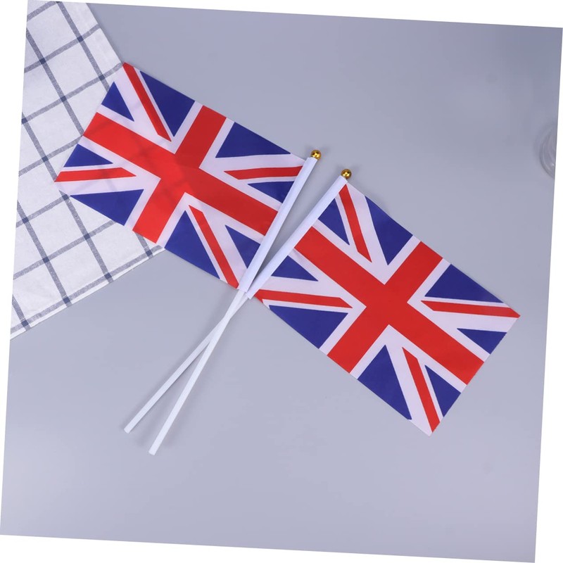 Tofficu Mini UK Flags 50pc Set of Britain Waving Flags
