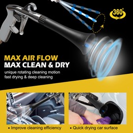 TIHOOK Dry Blow Cleaning Gun, Air Blow Gun, Blow Gun Compressed, Rubber Hose, High Pressure Air Blow Guns for Car