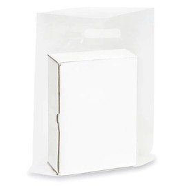 NEW - Extra Thick 1.5mil - 50 Glossy Merchandise Bags, Retail Shopping Bags, 12" X 15" with Die Cut Reinforced 3" Fold Over Handle, No Gusset (Clear)