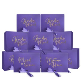 PartyGifts&beyond Gift 10 Pack Bridesmaid Proposal Boxes,Will You Be My Bridesmaid Box,Maid of Honor Proposal Box,Matron of Honor Gift Box for Bridesmaid Gifts(BM-Lavender)
