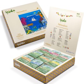 Lazika Herbal Tea Variety Pack, Relaxation Tea Assortment, Tea Sampler Gift Set, Assorted Tea Variety Pack with Pyramid Tea Bags, Herbal Teas, Tea Gift Set, 54 Counts