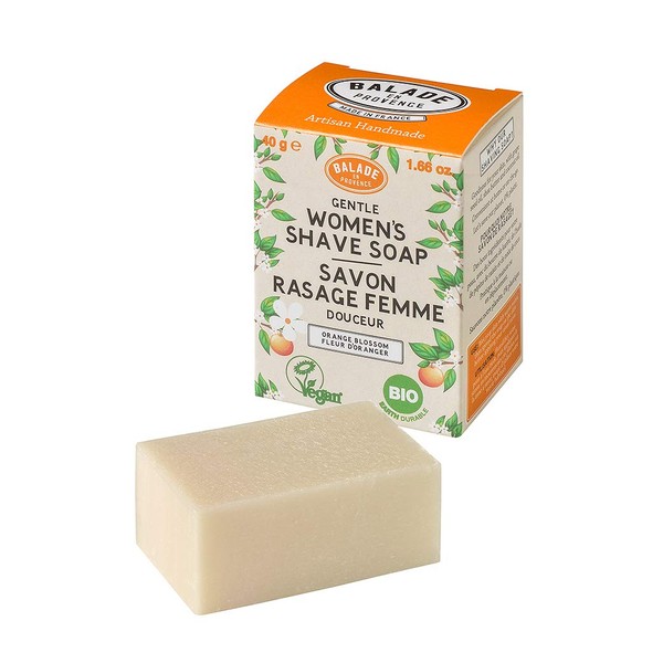 Natural Shaving Soap for Women 40g Cosmos Natural & Vegan Certified 10% Shea Butter