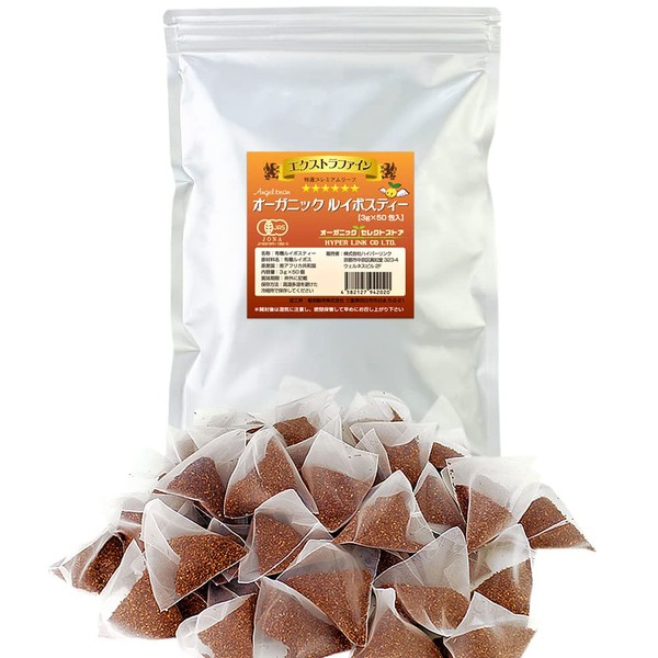 Angelbean Organic Rooibos Tea Special Extra Fine Organic JAS Biodegradable Tea Bags, 0.1 oz (3 g) x 50 Packs