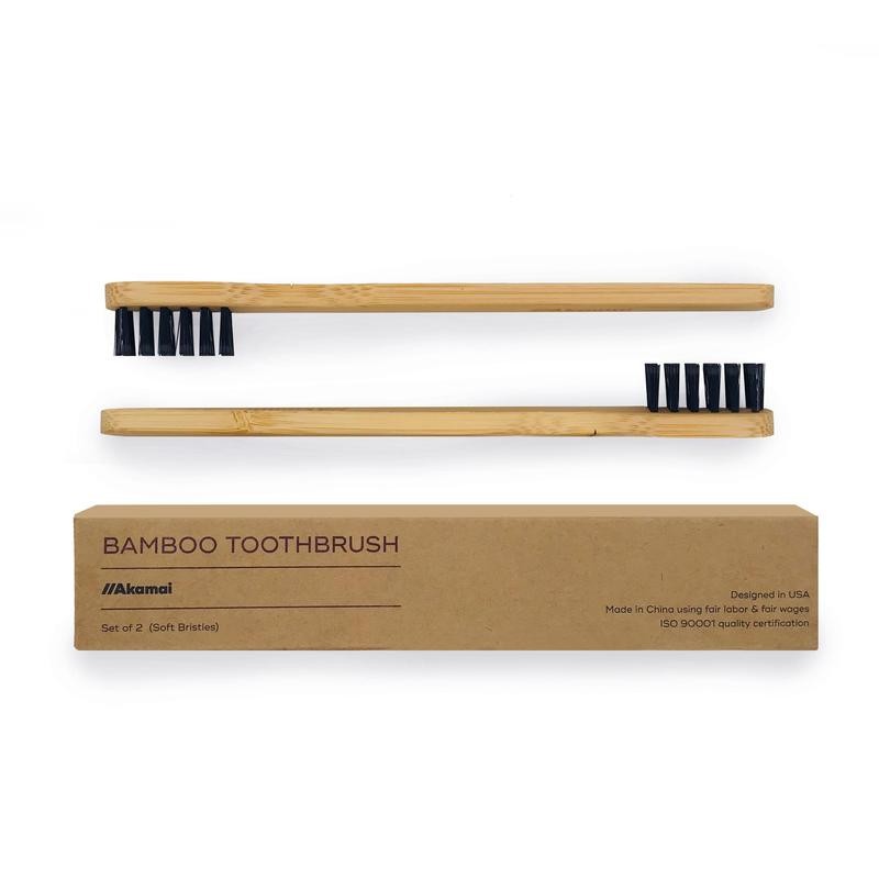 Akamai Bamboo Bass Toothbrush - Soft BPA-Free Bristles, Compostable, 2