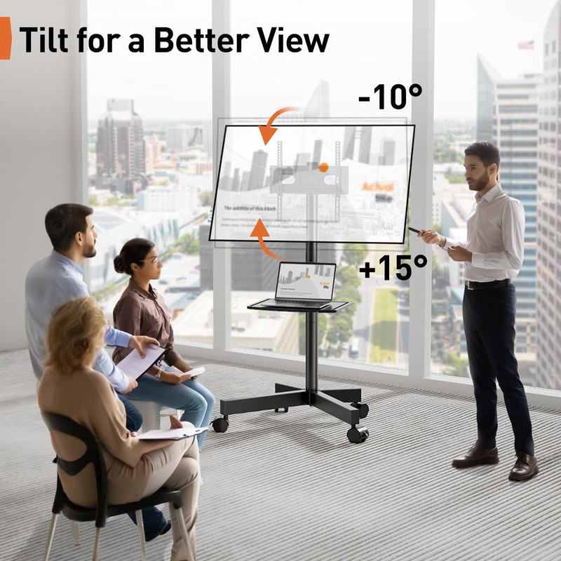 Perlegear Rolling TV Stand for 23-60 Inch LED Flat Screen/Curved
