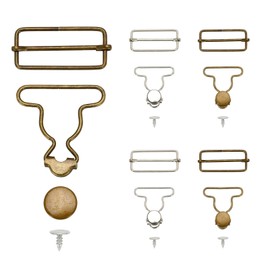 Fepibur 8 Sets Overall Buckles Replacement, Metal Adjustable Overall Clips Replacement Buckle Jeans Accessories Hook Pants Sewing Accessories (Bright White, Bronze)