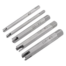 sourcing map Tap Extractors Set M5-M12 / 8-10#-1/2" (Metric/Inch), 3/4 Flutes Broken Stripped Screw Thread Tap Remover High Carbon Steel Tools 5pcs