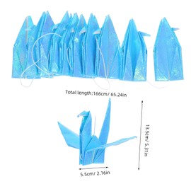 SHINEOFI 3 Strings Premade Origami Paper Crane Garlands Light Blue Strings Hanging Decorations for Outdoor
