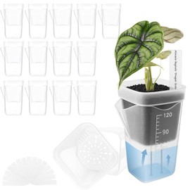 15 Pack 2" Self Watering Pots for Indoor Plants,Mini Clear Plastic Planters with Water Level Indicator & Drainage Holes for Alocasia Propagation, African Violets, Seedlings, Cuttings and Succulents