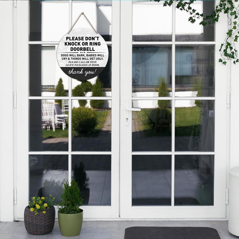 Do Not Knock or Ring Doorbell Sign, Funny Don't Knock