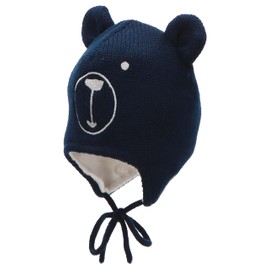 Sterntaler Unisex Children's Knitted Hat with Ties, navy