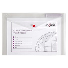 Snopake Foolscap Clear Polyfile [Pack of 5] Popper Wallet with Index Tab and Press Stud Closure [11154X]