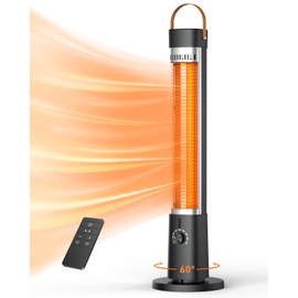 Electric Patio Heater, Infrared Heater for Office with Remote, 9H Timer, 60° Oscillation, Portable Space Heater for Outdoor, 9 Heat Level, Tip-Over/Overheating Protection, Safety Lock，Black-3
