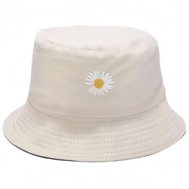Skycelennt Reversible Bucket Hats for Women Men Flower Cotton Summer Travel Beach Sun Hats Packable Bucket Hats Black/Beige