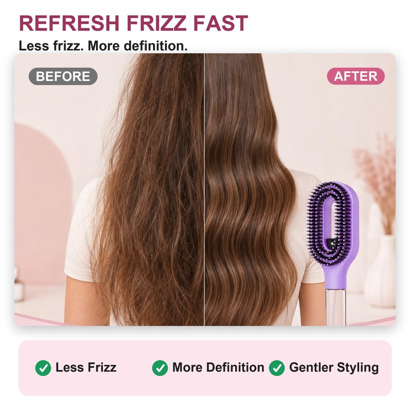 Hair Brush with Water Spray, 2-in-1 Misting Detangler for Curly