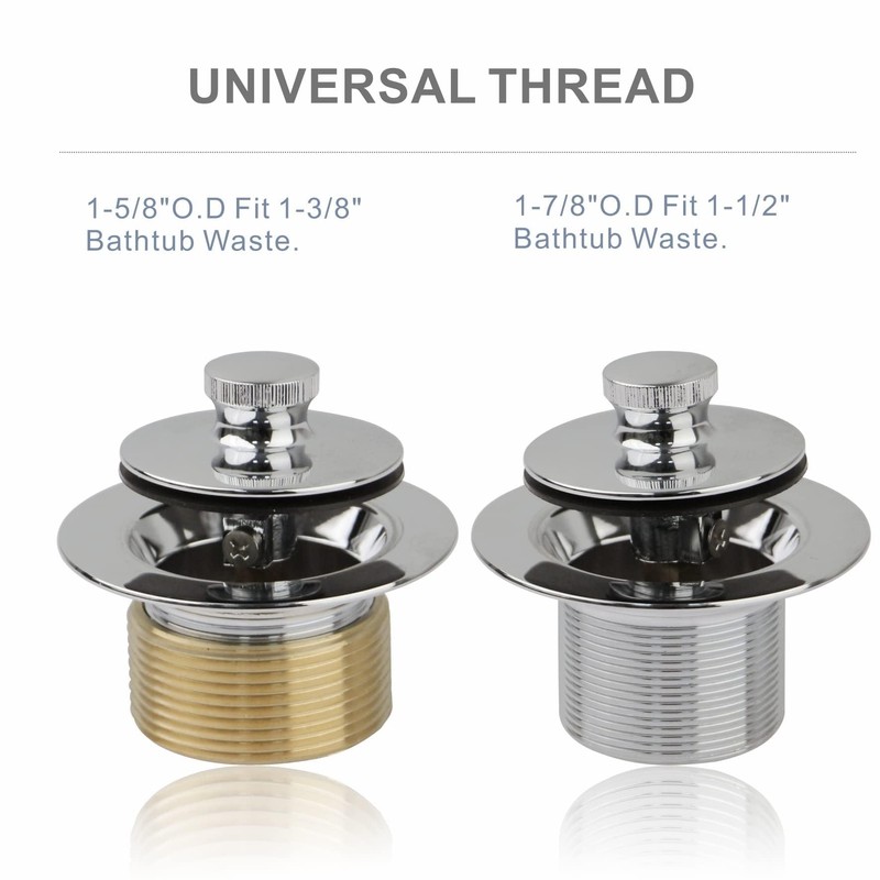 Chrome Tub Drain Lift &Turn Tub Trim Set with Two-Hole
