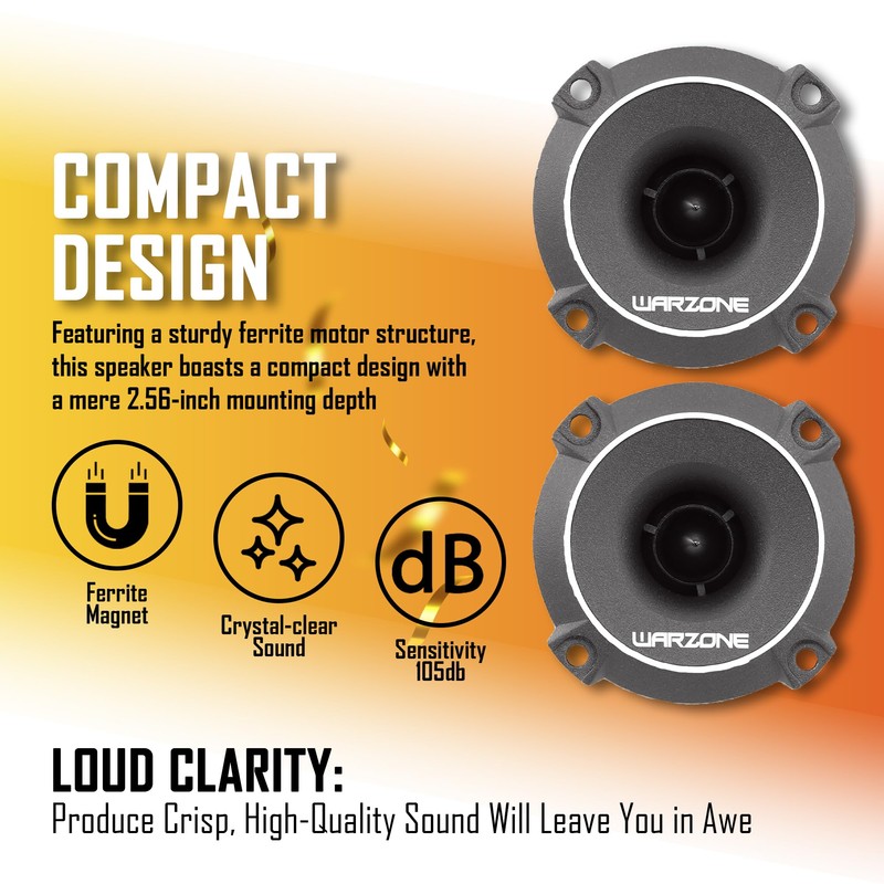 Warzone WZ25TW 2.93-Inch Super Tweeter Speaker, 4 Ohm, 550W Max