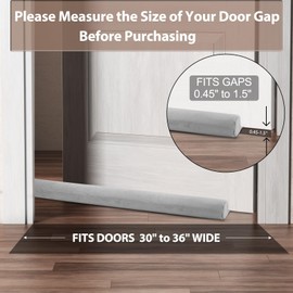 FOHOM Under Door Draft Stopper for Bottom of Door,Door Noise Stopper Blocker Cold Air Light Smell Sound Double Side Door Sweep, 30'' to 36'' Adjustable Gap Filler