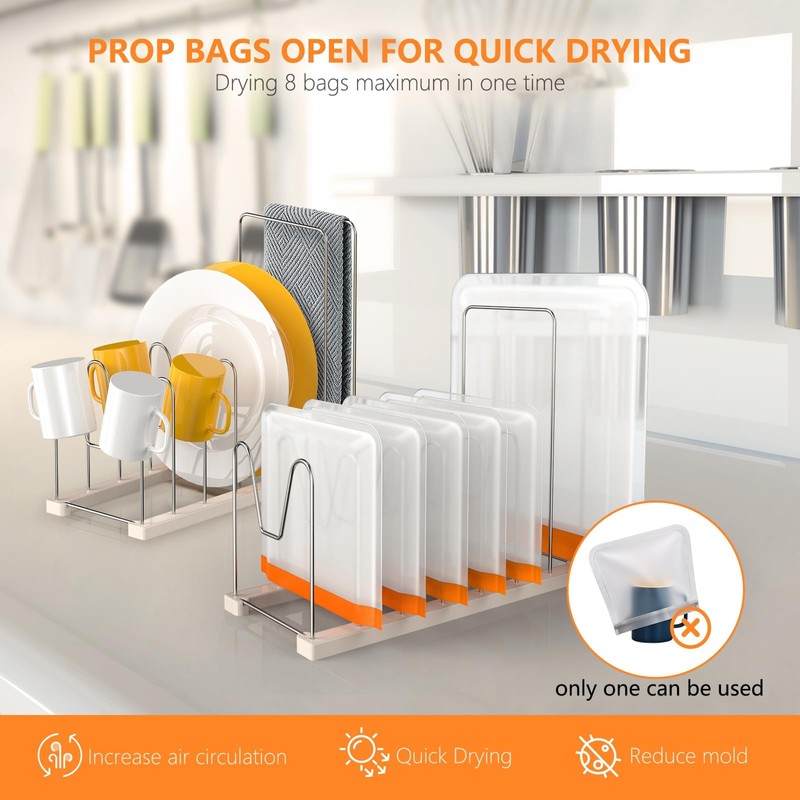 Peekia Reusable Bag Drying Rack, Silicone Bag Drying Rack, Dryer
