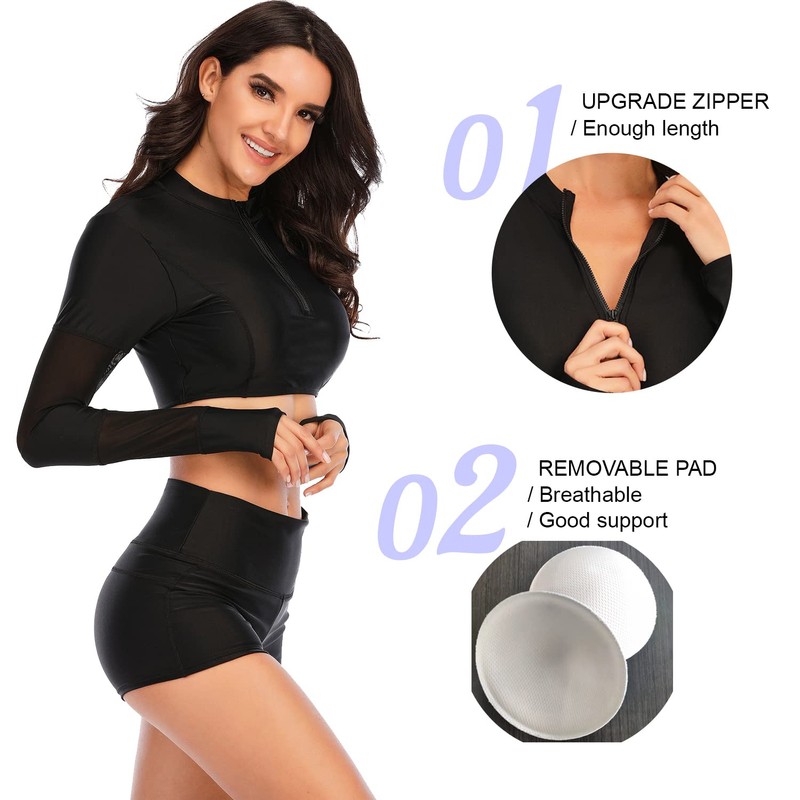 NESY Womems Swimsuits Long Sleeve Two Piece Rash Guard UV