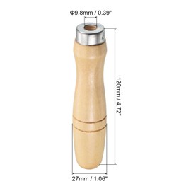 PATIKIL 4.7 Inch Wooden File Handle, 5 Pack File Cutting Tool File Handle Replacement Accessories with Metal Collar for 9.8mm Dia File
