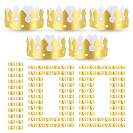 100 Pcs Paper Crowns for Adults, Gold King Princess Paper Crown Bulk for Boys Girls Adults Women Men Birthday Party Supplies Decoration Photo Props Family Banquets School Classroom (Classic Style)