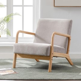 Duhome Elegant Lifestyle Mid Century Modern Accent Chair with Solid Wood Frame Fabric Living Room Chair - Gray-Chenille