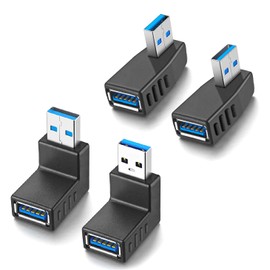 USB 3.0 Right Angle 90 Degree Right Angle Angle Adapter Male to Female High Speed 5Gbps 4 Type 1 Set Right / Left / Up / Down - 4 Pack
