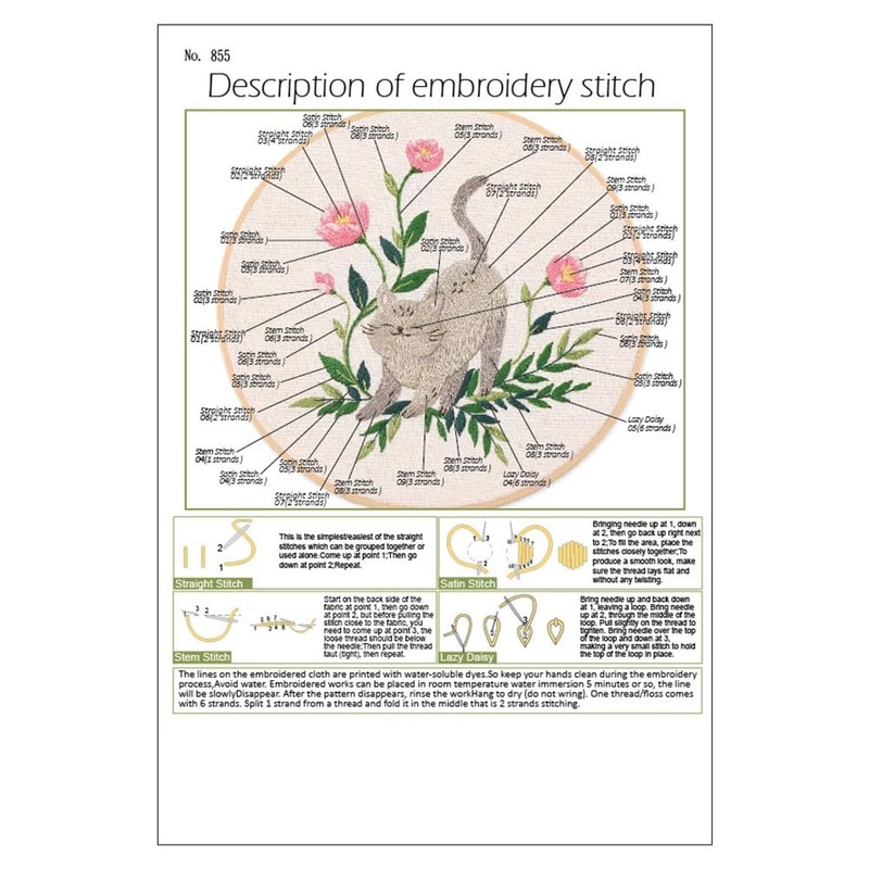 Embroidery Kit Set, Beginner Set, DIY Embroidery, Handicrafts, Instructions Included,