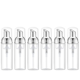 Dispensador de espuma aspiradora de viaje de 1.7 oz para jabón, champú, Plata y transparente.
