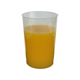Gastro-Bedarf-Gutheil 40 Reusable Plastic Cups 0.2 L Transparent Diameter 6.8 cm Height 9.8 cm Made of Plastic PP, Sturdy, Shatterproof and Almost Unbreakable Reusable with Filling Line