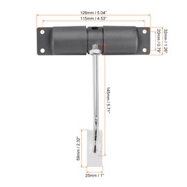 sourcing map 2 Pcs 128mm/5.04" Spring Door Closer, Aluminum Alloy Automatic Door Closers with Adjustable Closing Speed for Home Self-Closing 20-40kg Door, Grey