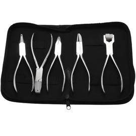 Lobamop 5 Pieces Stainless Steel Look Glasses Optician Glasses Frame Repair Optical Pliers Tool Kit with Black Bag