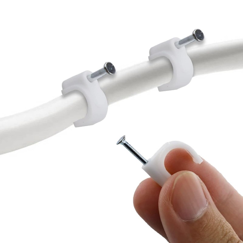 SNOKAY 100pcs 10mm Round Cable Clips - White Holder for