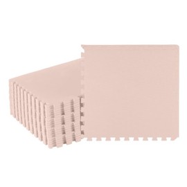 Foam Floor Tiles - 96sqft Soft Nontoxic Baby Play Mat - Interlocking Puzzle Mat for Baby, Kids Playroom, or Home Gym Flooring by Stalwart (Light Pink)