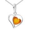 Silver and Amber Heart Pendant, Silver, Silver 925, silver-coloured, white.