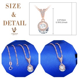 CPSLOVE Women's / Girls' Necklace 925 Silver Round Cubic Zirconia Chains Pendant Elegant Gifts Sparkling Diamond Party Jewellery Wedding Necklace, Cubic Zirconia