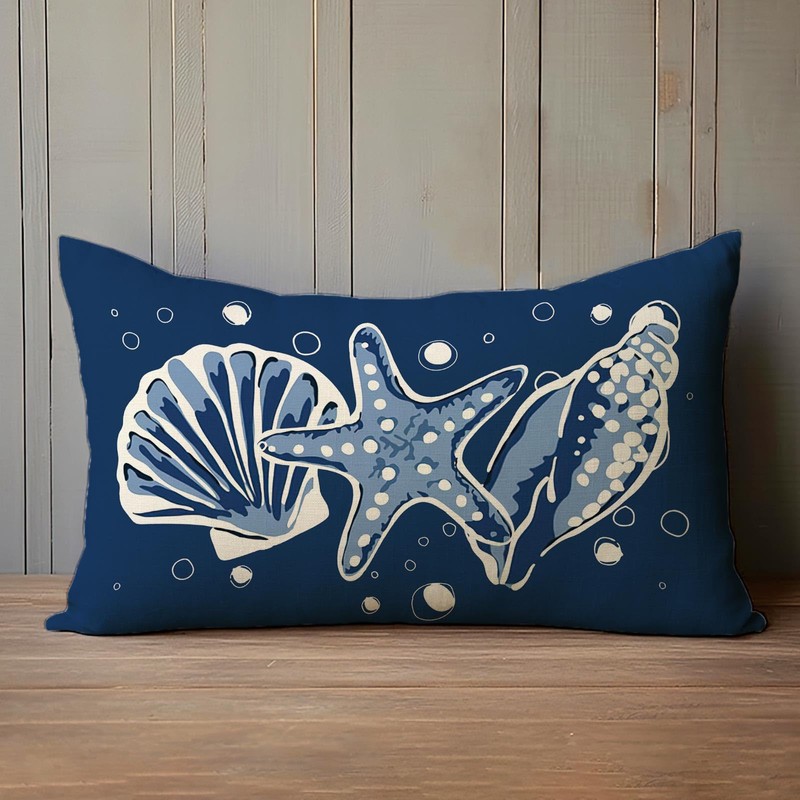 Fahrendom Coastal Lumbar Decorative Rectangle Pillow Cover 12 x 20
