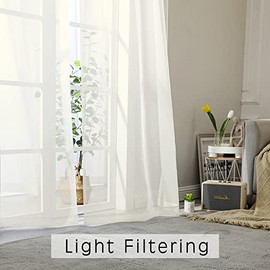 OWENIE - Cortinas transparentes de color marfil, 45 pulgadas de largo filtrado de luz para cocina, recámara, paneles cortos, bolsillo para barra, 2 paneles, cortinas de café, ventana pequeña, 42