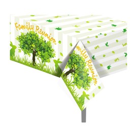 2 Pcs Family Reunion Tablecloth Family Tree Reunion Plastic Table Covers Watercolor Green Tree Welcome to Our Family Reunion Tablecloth Disposable Table Cover for Family Reunion Party, 54x87In