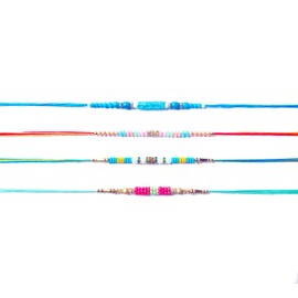 Colorful Thread and Unique Design Elegant Rakhi Set of 4, Designer Rakhi Bracelets for Brother Sister