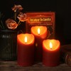 Eldnacele Red Wax Flameless Flickering Candles with 6H Timer, 3D