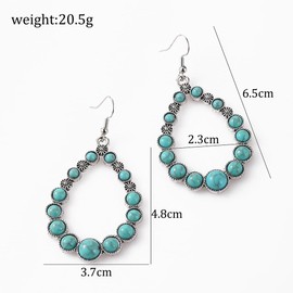 Turquoise Bohemian Dangle Earrings for Women, Turquoise Dainty Teardrop Drop Earrings Boho Hoop Healing Stone Earrings Jewelry Gifts