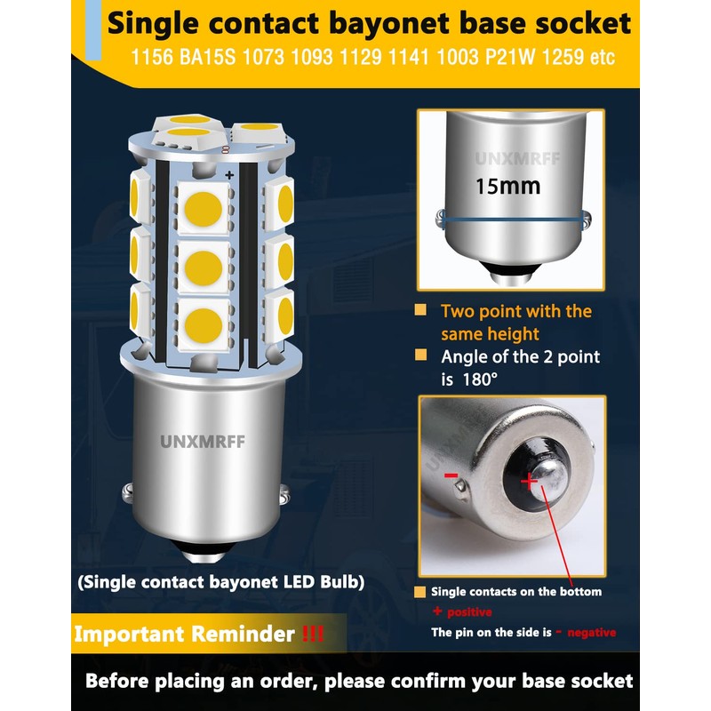 UNXMRFF 1156 led Bulb Warm White Camper Light Bulbs 7506