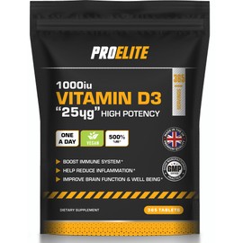 Vitamin D 1000 IU (25mcg) Vegan 365 VIT D Tablet 12 Months Supply for Maintenance of Healthy Immune System, Muscles, Bones & Teeth Vitamin D3 Cholecalciferol Made in The UK by PROELITE
